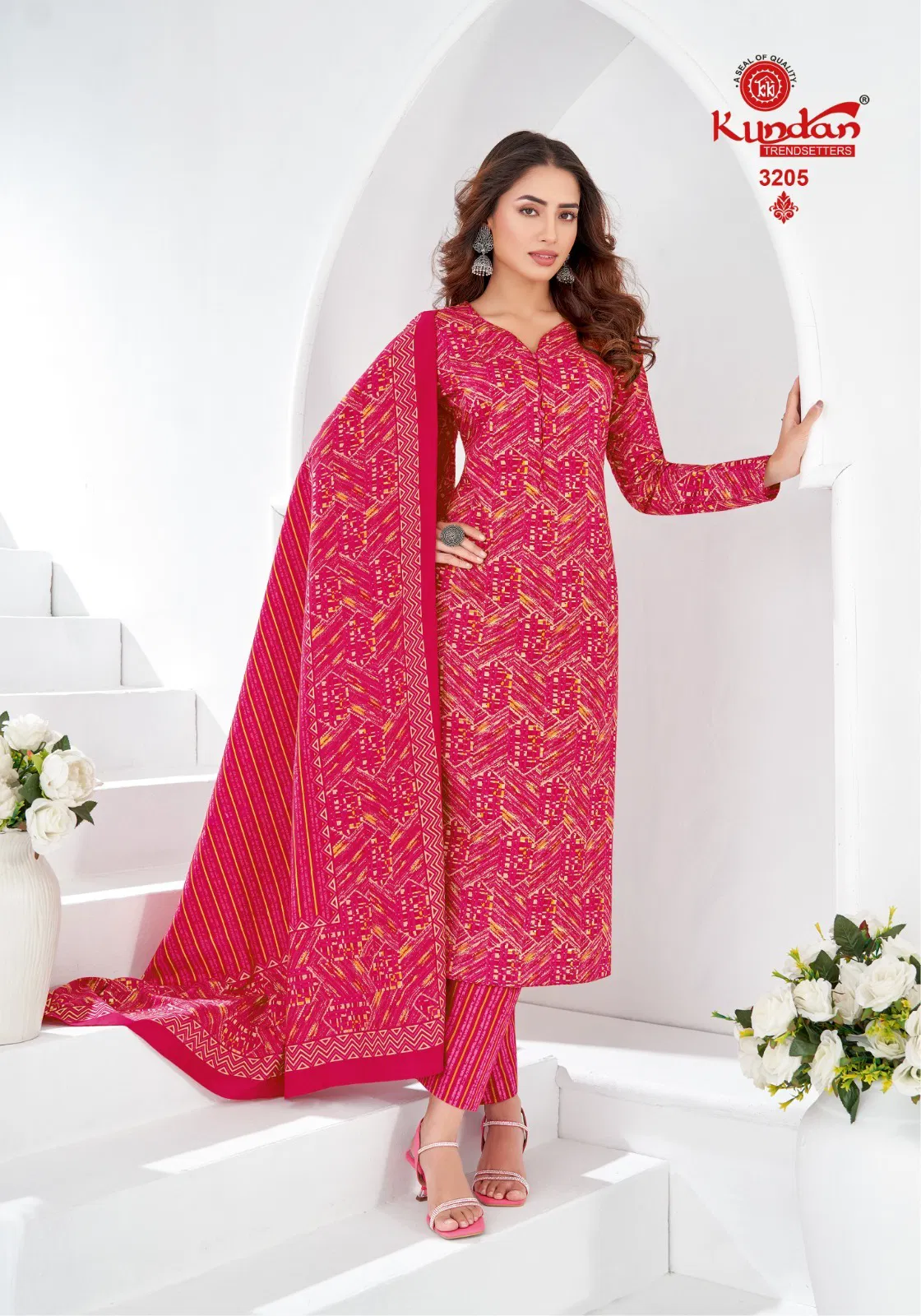 k4u Vol 32 By Kundan Pure Cotton Wholesale Kurti With Bottom Dupatta In India